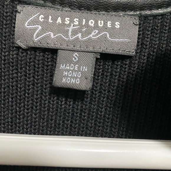 Nordstrom Classiques Entier Black Leather & Knit Zip-up Sweater - Picture 6 of 7